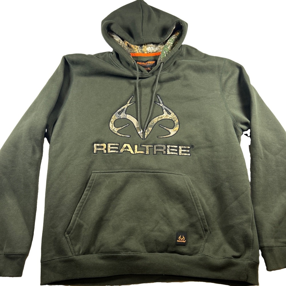 Realtree Hoodie Mens Sz XXL Camo Army Green Casual Pullover Hunting Outdoors